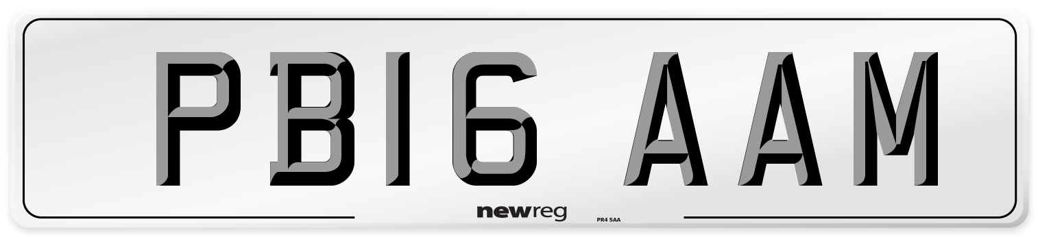PB16 AAM Number Plate from New Reg